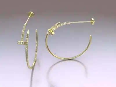 NAIL EARRING WITH THE STONES  3D PRINT MODEL 3D print model