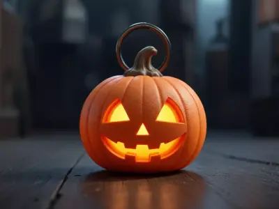 Halloween Pumpkin Keychain 3D Printable Pumpkin Key Accessory Low-poly 3D model