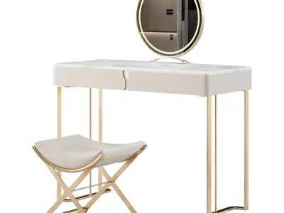  Ensemble de coiffeuse 39-37 bois massif minimaliste 3D model