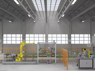 Automatic production line for battery pack electrode welding  3D model