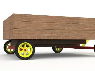 WOODEN TOY CAR Low-poly 3D model