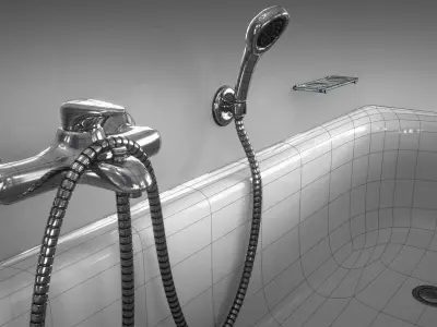 Bathtub bathroom with and sink 3D model