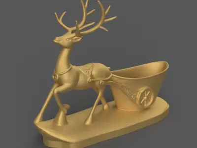 Reindeer Sleigh planter candy container urn candle holder 3D print model