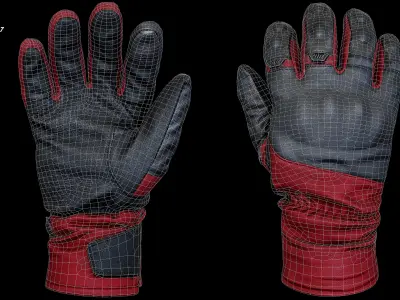 Motor Gloves 008 Low-poly 3D model