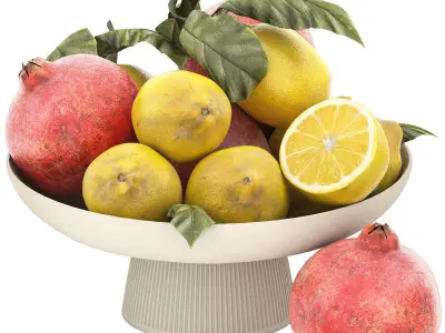 bowl of limes and pomegranates 3D model