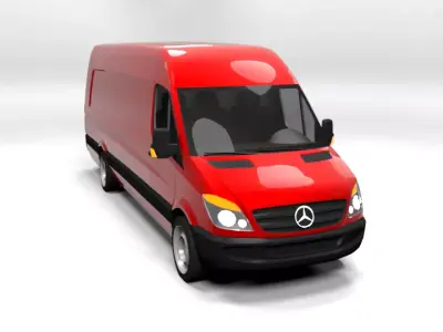 MERCEDES SPRINTER XXL 2008 LOWPOLY Low-poly 3D model