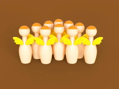 Cartoon Angel Bowling And Ball Bowling  Low-poly 3D model