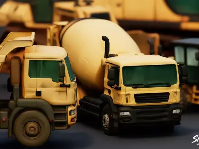 Construction Vehicles Pack Low-poly 3D model