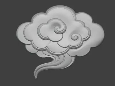 A 3D sculpture of auspicious cloud with cloud pattern decoration 3D print model