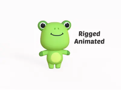 Cartoon Frog - Chubby Animal Rigged Low-poly 3D model
