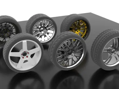 High quality aftermarket customizable tuner wheel pack 3D model