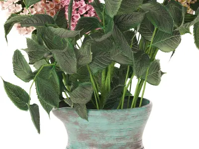 Stylish flowers in a vase 3D model