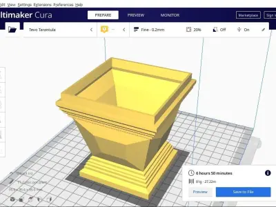 Cubic pot flower plant 3D print model