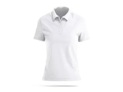 White Womens Polo Shirt - sport female tshirt with collar 3D model