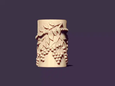 Autumn candle with mountain ash 3D print model
