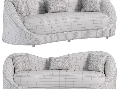 Luxury Green Velvet Upholstered Sofa by Homary 3D model