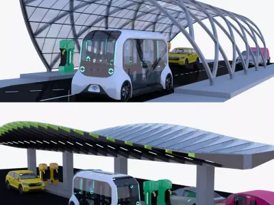 EV charging stations collection 3D Model Pack