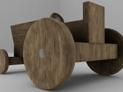Wood Toy Tractor Low-poly 3D model