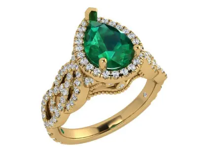 Pear Halo Twisted Ring 3615 3D print model