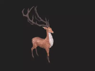 Animated Sika Deer  Low-poly 3D model