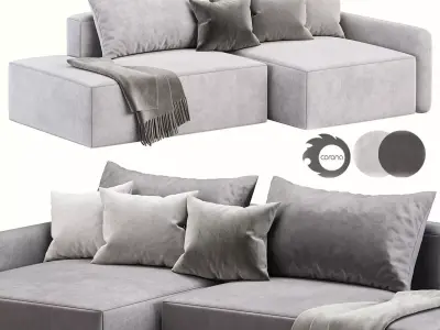 Corner sofa bed Portland grey 3D model