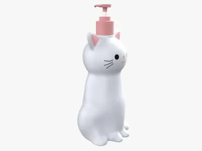 Cat Liquid Soap Dispenser White Version 3D model