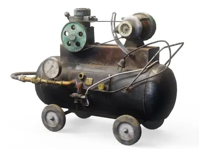 Air compressor DIY tool 6 colors old used handmade da1 Low-poly 3D model