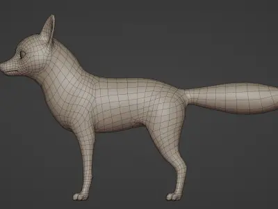 Realistic Fox Base Mesh Low-poly 3D model