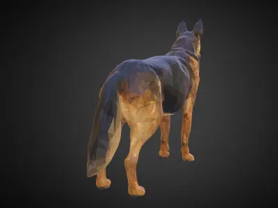 Shepherd German Low Polygon Art Dog Animal Low-poly 3D model