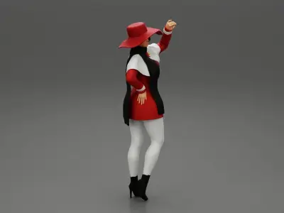 girl in christmas costume with hat standing and posing 3D print model