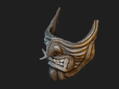 Hannya Samurai Oni Half Mask 3D print model
