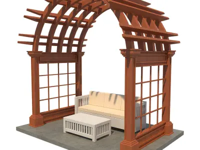 Pergola 4  Low-poly 3D model
