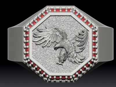 Eagle Man Ring Sculpture jewelry Silver Gold  Print 3D print model