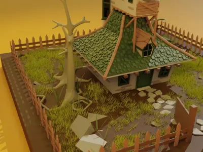 Fantasy House-low poly Free low-poly 3D model