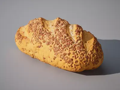 Bread with toppings 6K triangles 4K PBR textures Low-poly 3D model