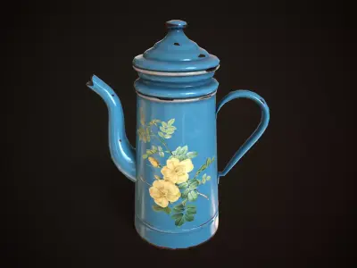 Old classic coffee kettle Low-poly 3D model
