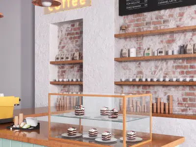 Coffee shop counter 3D model