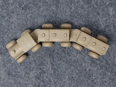 Wooden Toy Train Low-poly 3D model