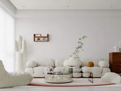 Modern living room dining room interior scenes 386 3D model