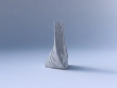 Vase twist tilted triangle with horizontal wavy layers 3D print model