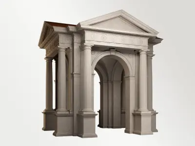 Arched portico in Doric Denticulated column order gazebo 3D model