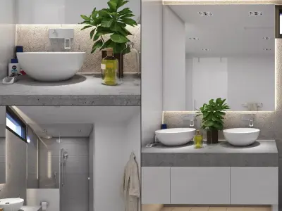 Modern Grey Bathroom 3D model