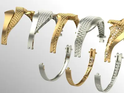 15 layout bracelets with facet on the top 5top and 3 bottem 3D print model