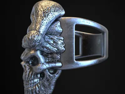 skull ring jewelry santa claus  vol2  3D print model