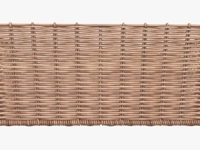 Wicker basket rectangular 02 light brown 3D model