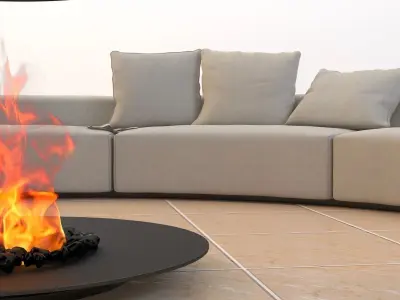 Circular Conversation Sofa With Firepit 3D model
