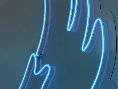 Angel Wings 2 - Neon Sign 3D model