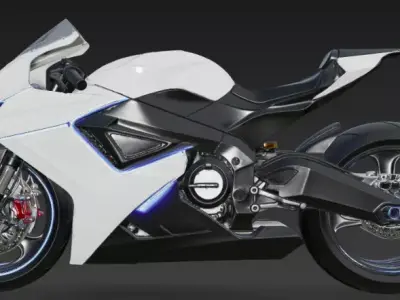White Sports Bike 3D Model Realistic Render 3D model