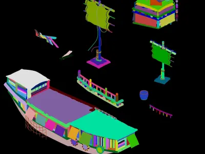 Game Traffic - Large wooden boat 2702 3D model