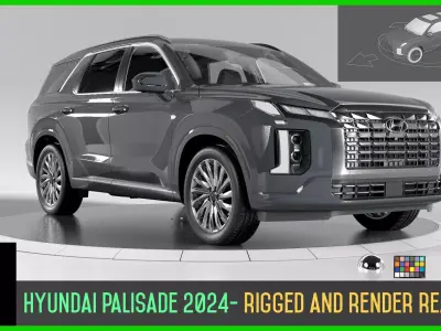 Hyundai Palisade 2024 SUV -hyper real-Rigged and Render Ready Low-poly 3D model